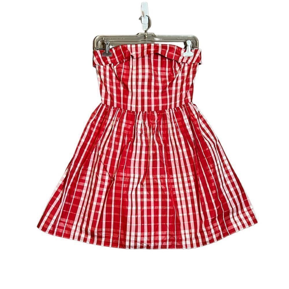 ‎Vineyard vines red & white checkered strapless dress